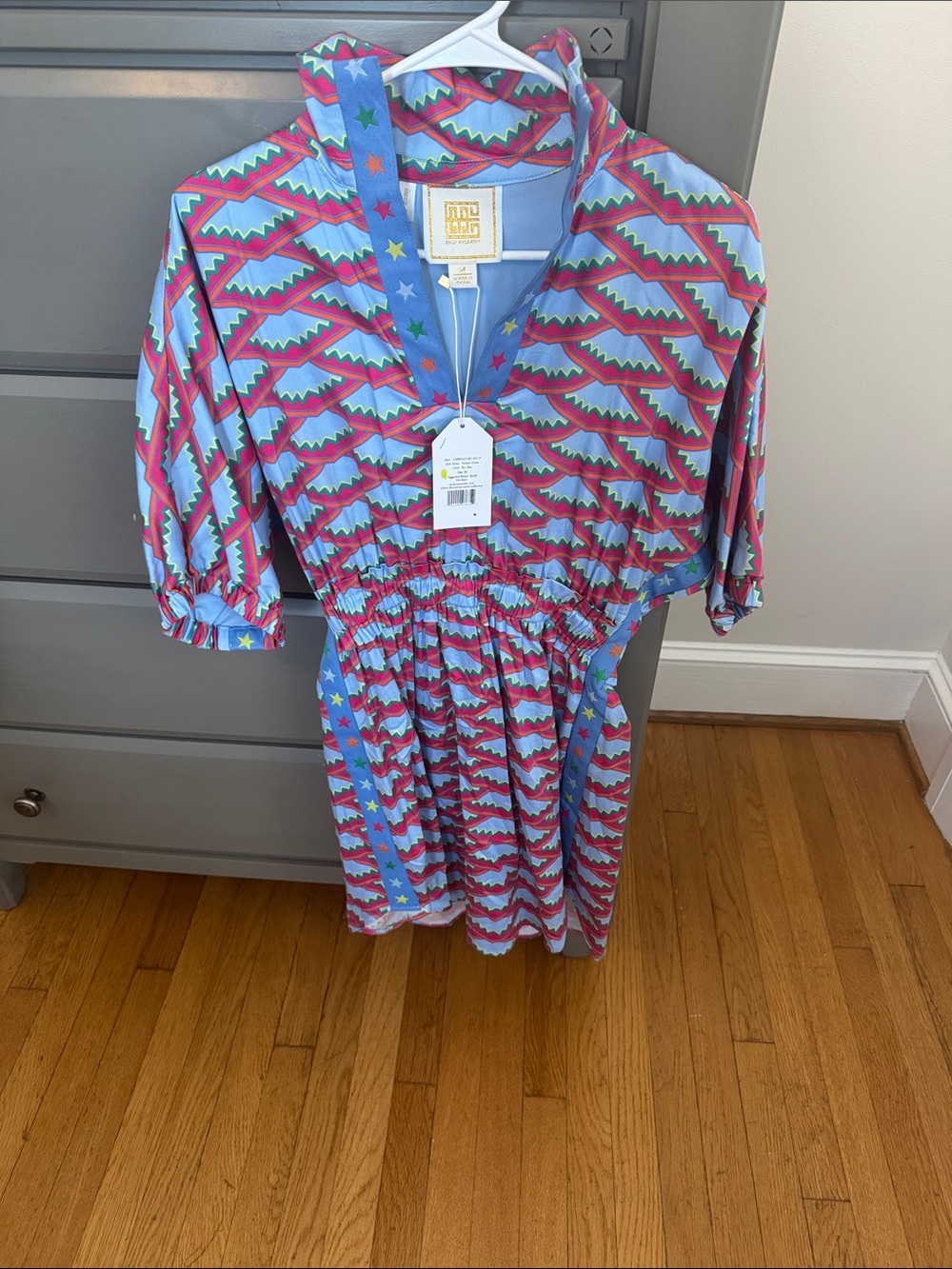 Colorful Zigzag Print Women’s Dress - Pink & Blue
